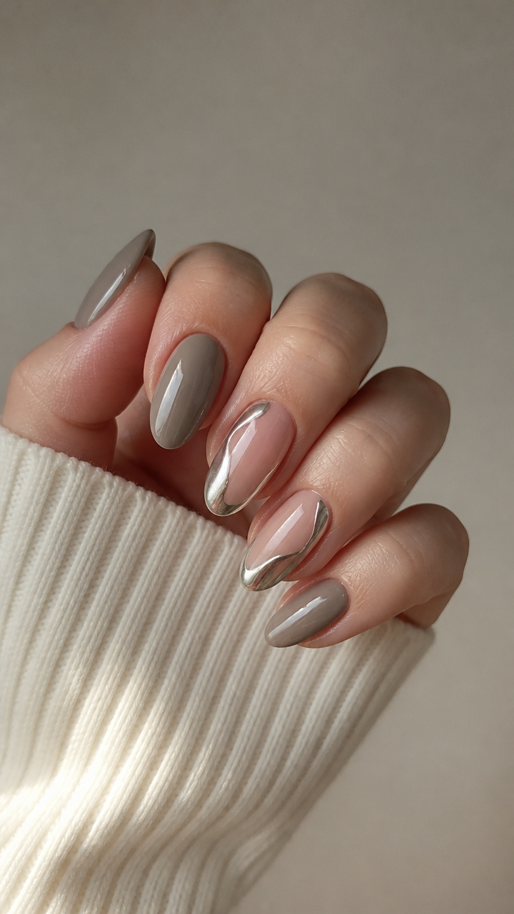 Taupe Chrome Swoosh Accent