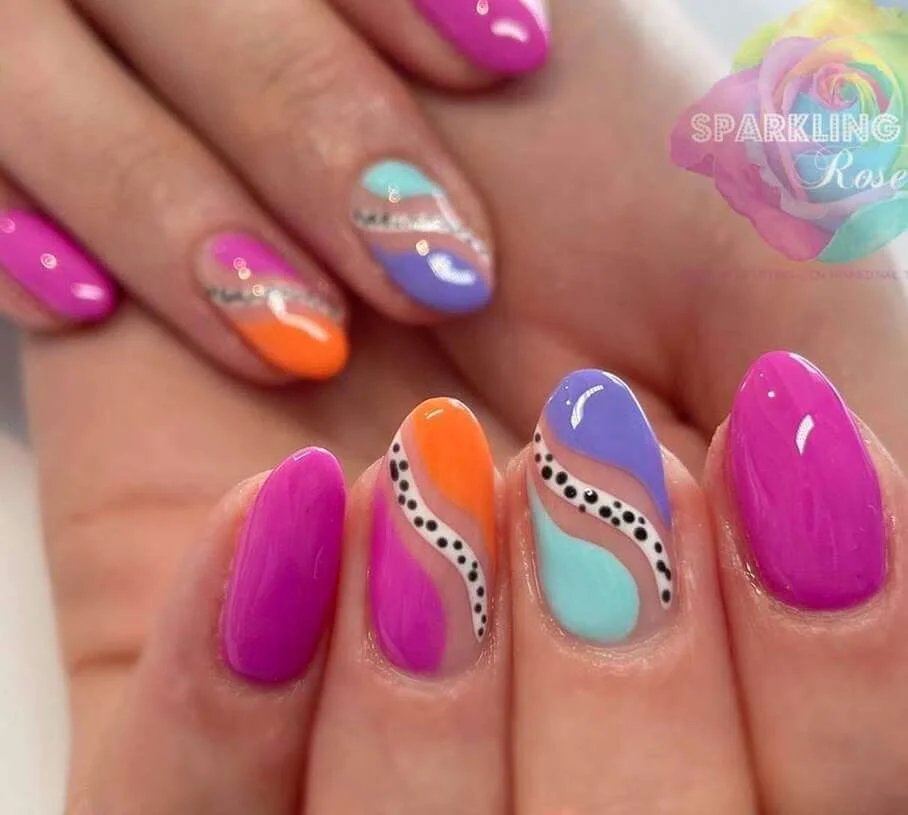 Vibrant Swirl Nail Design