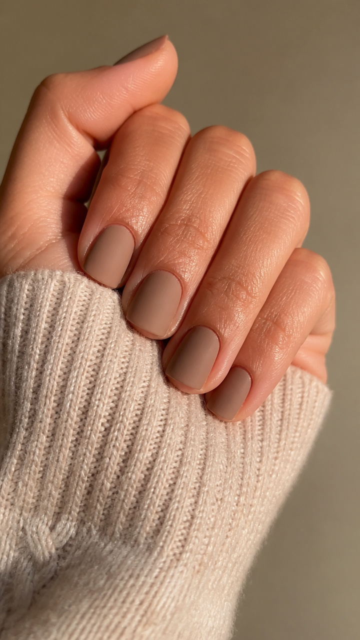 Warm Sandstone Matte Manicure