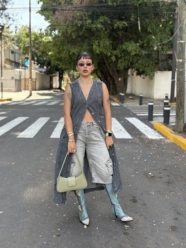 Washed Denim Vest and Capris