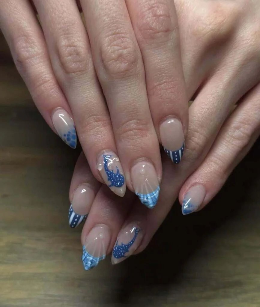 Whale Shark Accent Nails