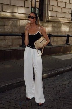 White linen trousers