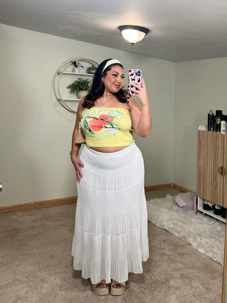Yellow tube top outfit