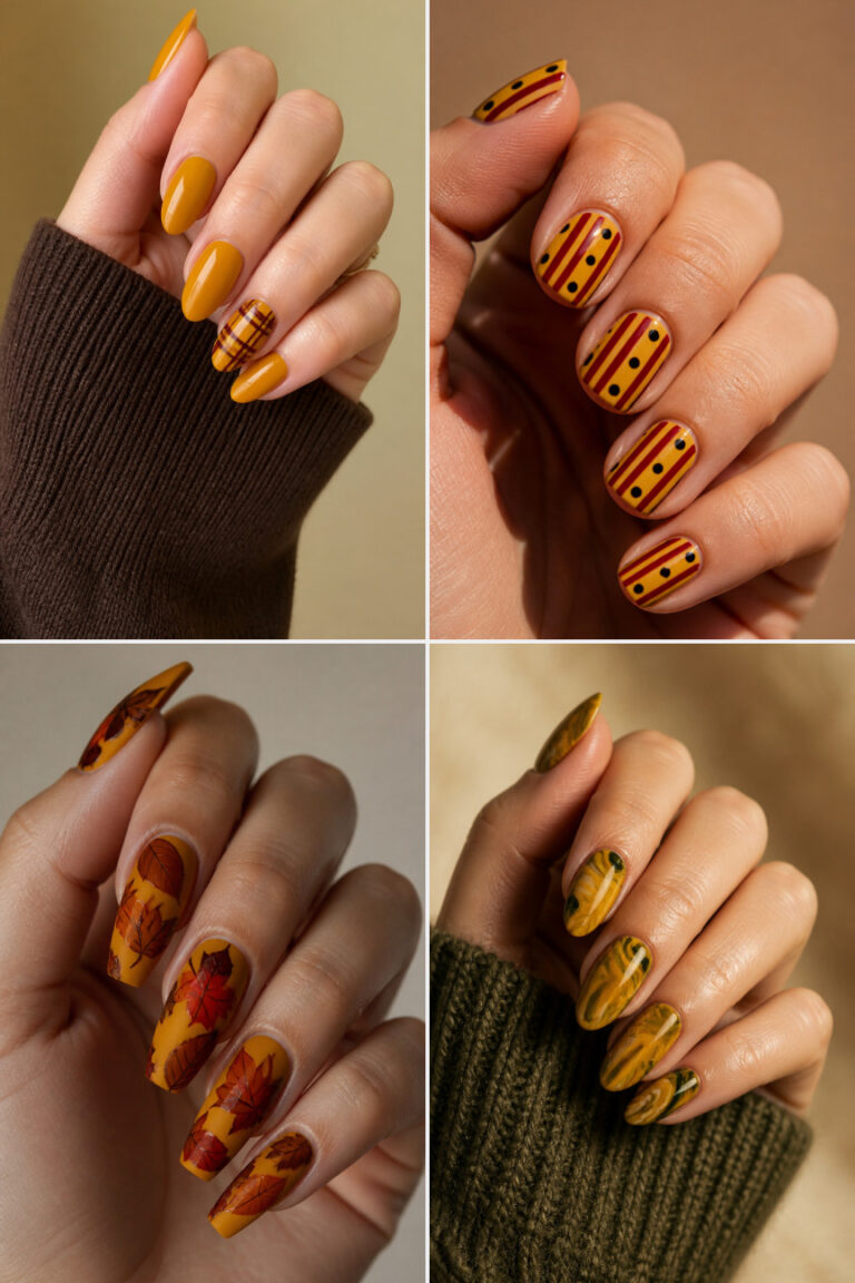 18 Mustard Yellow Fall Nail Ideas