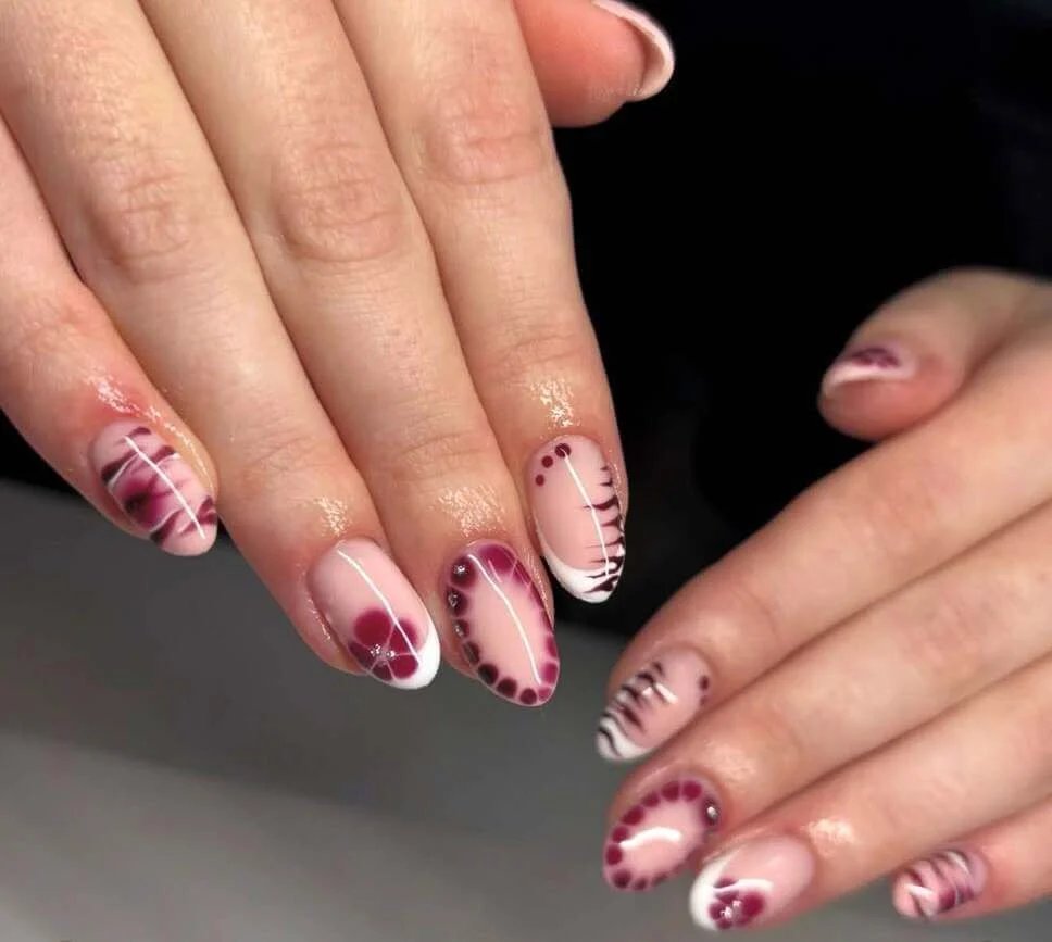 Abstract maroon swirls