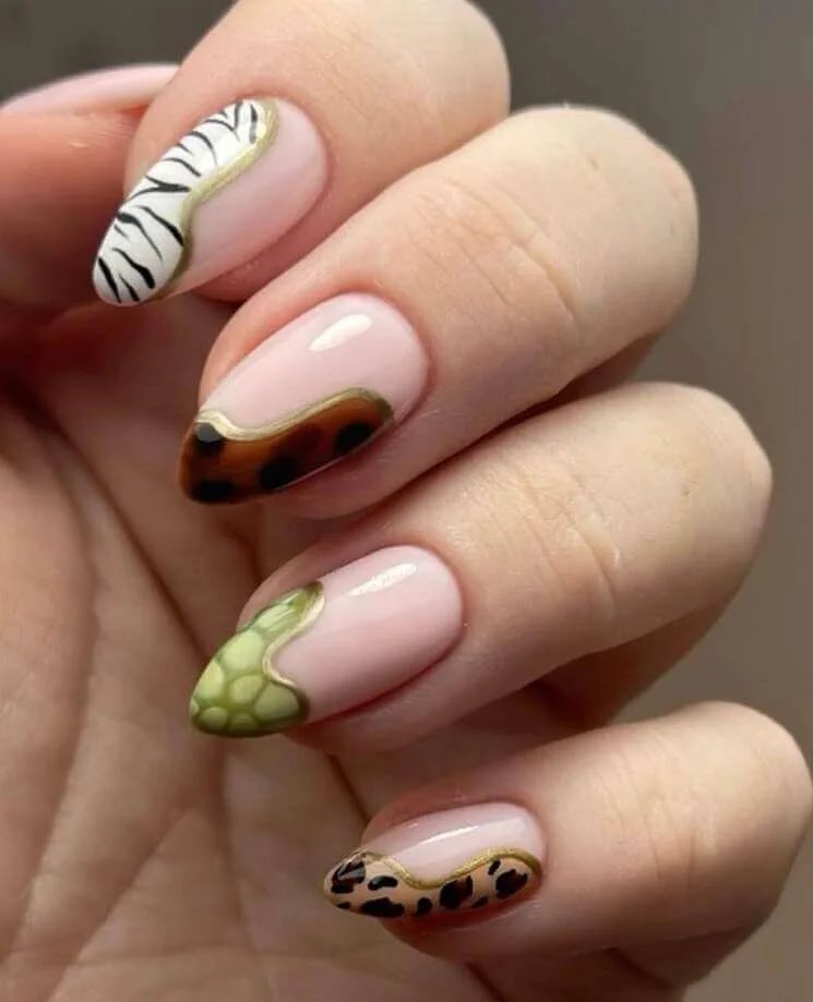 Animal Print French Tips
