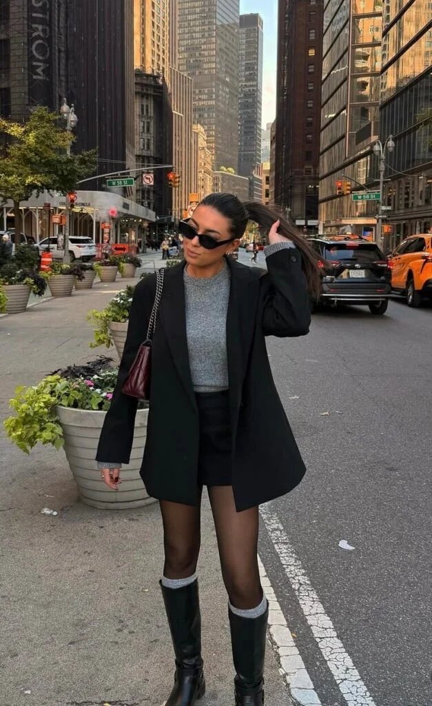 Black blazer and mini skirt