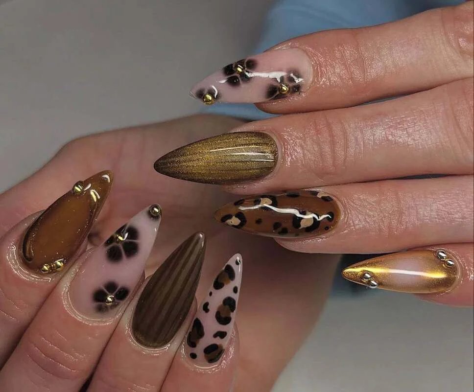 Bronze Leopard Nails