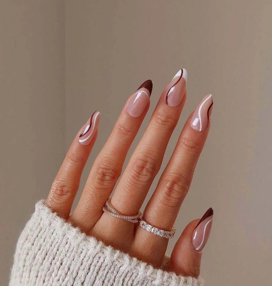 Brown Swirl Nail Art