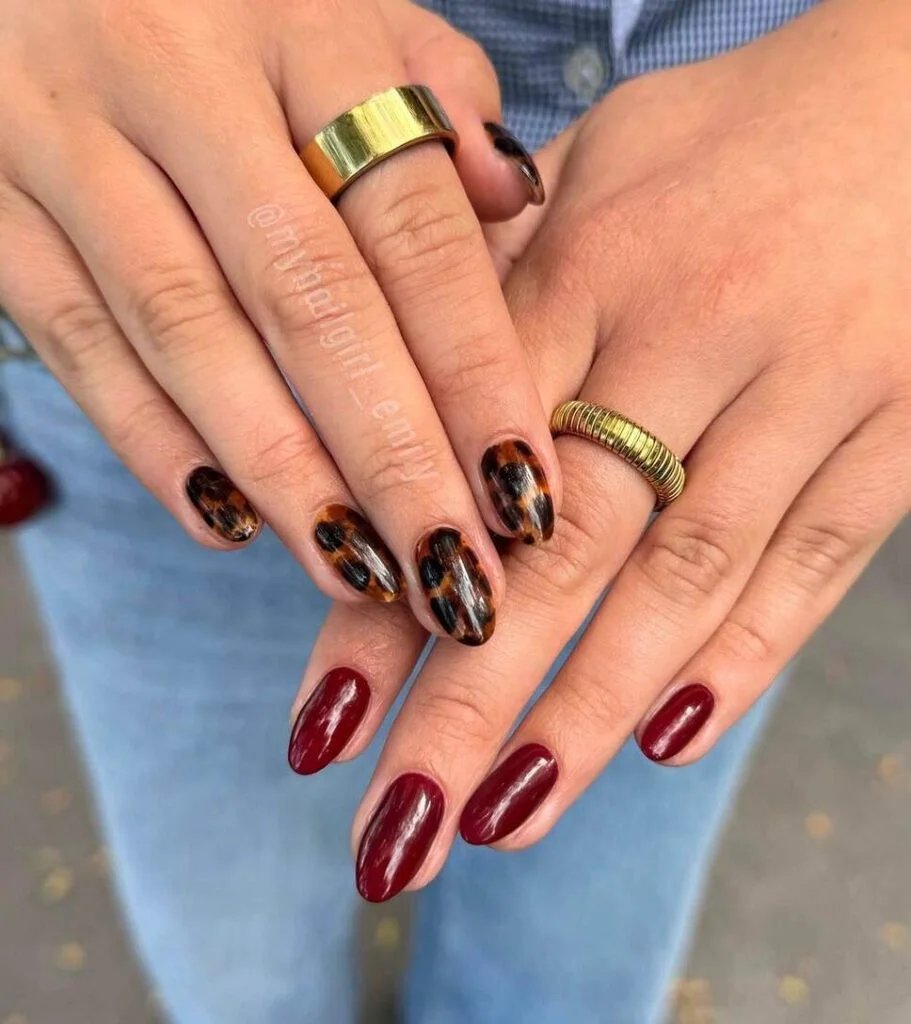 Burgundy and tortoiseshell design