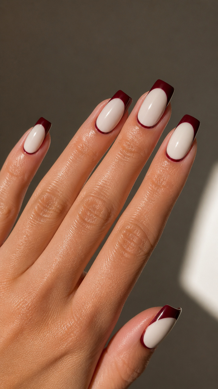 Burgundy French Tips