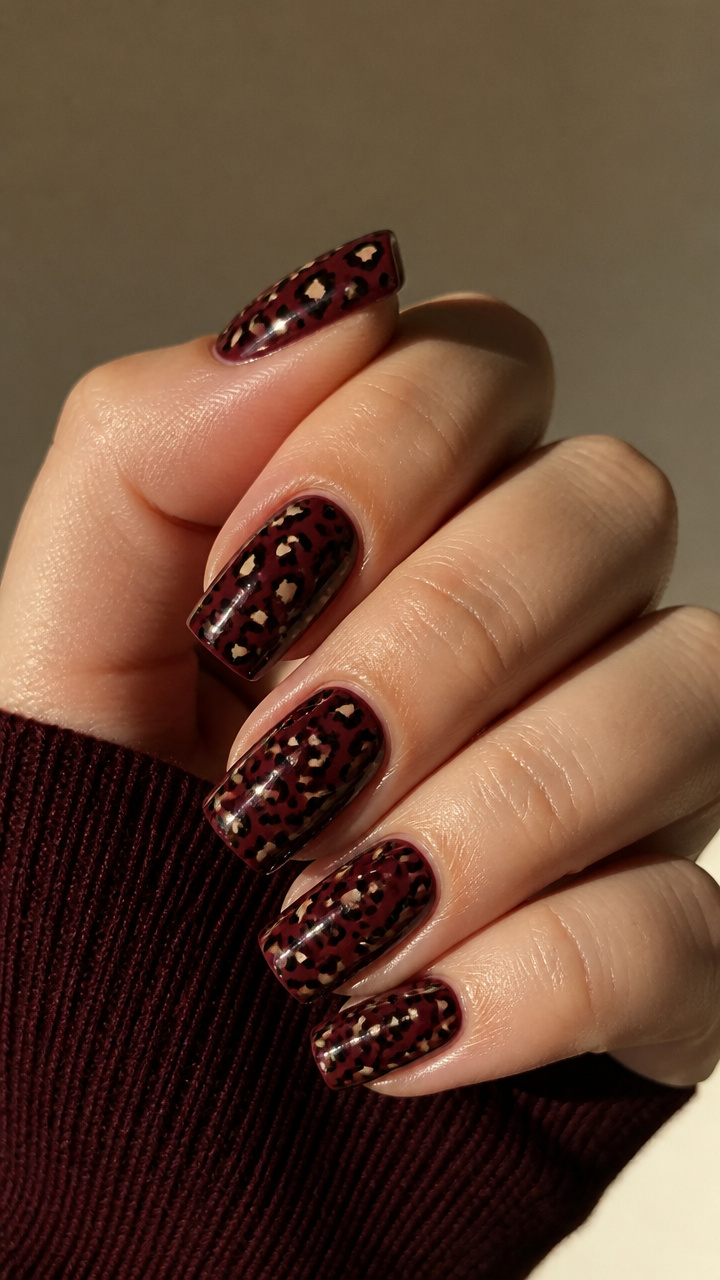 Burgundy Leopard Print