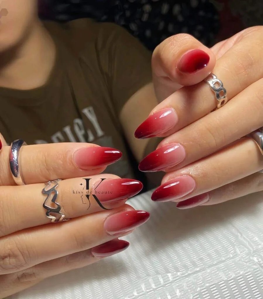 Burgundy Ombré Nails
