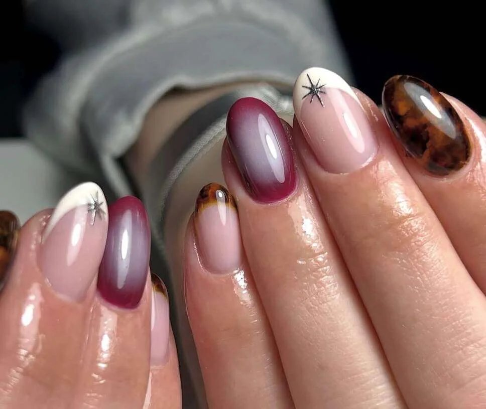 Burgundy ombré with tortoiseshell