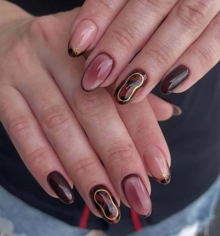 Burgundy tortoiseshell with gold