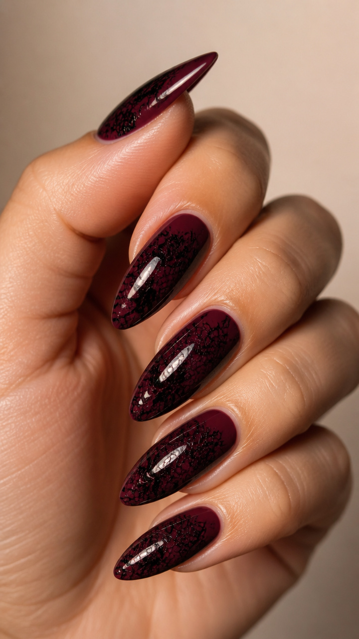 Burgundy with Black Lace