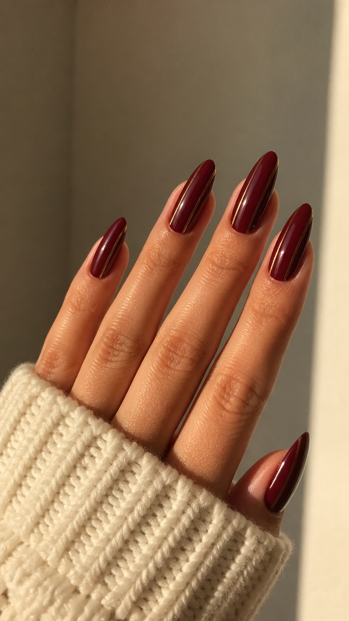 Burgundy with Gold Stripes