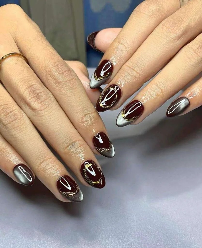 Burgundy with Silver Chrome Tips
