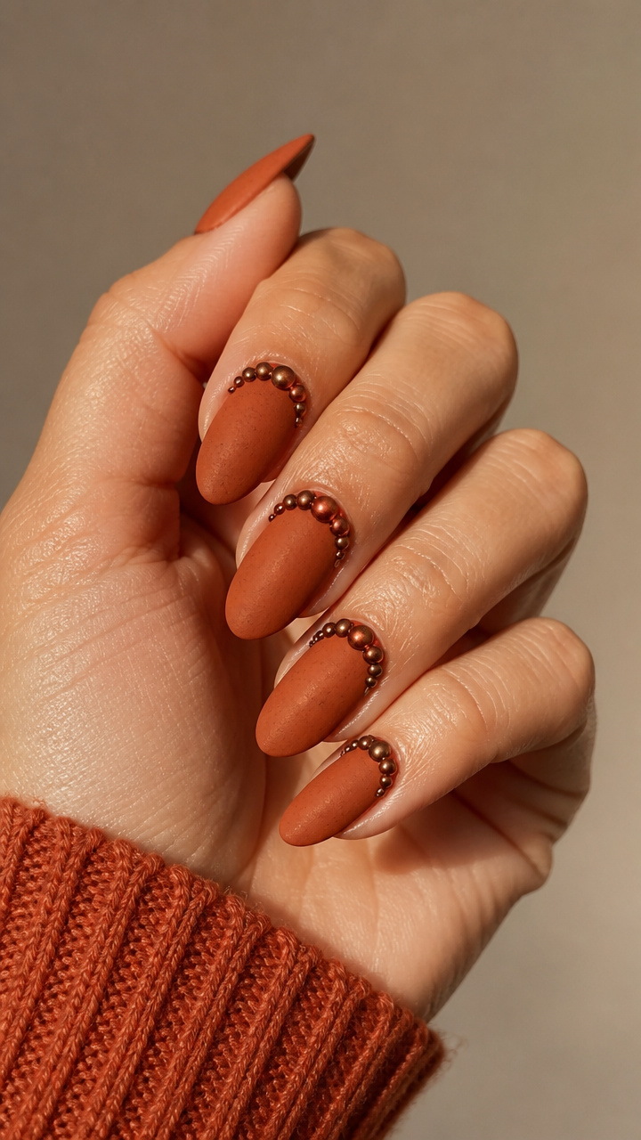 Burnt Orange with Rustic Beading