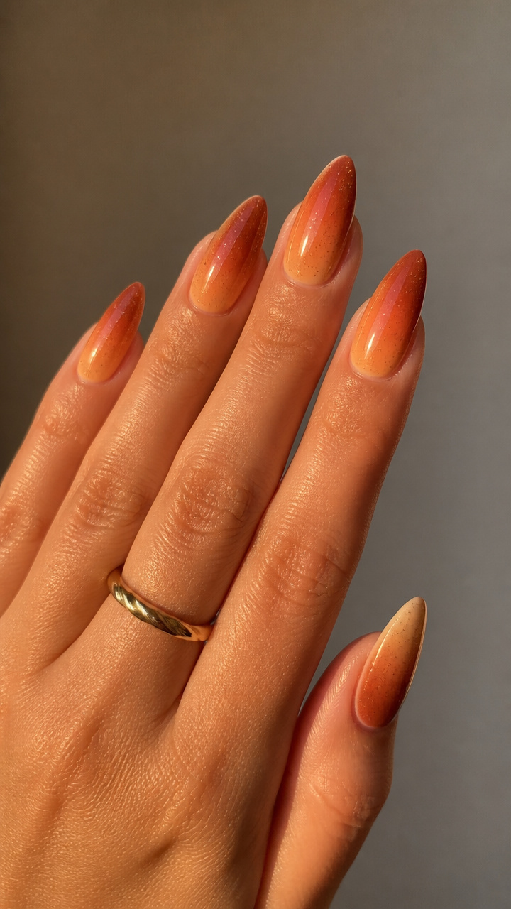 Caramel Sunset Gradient with Gold Flecks