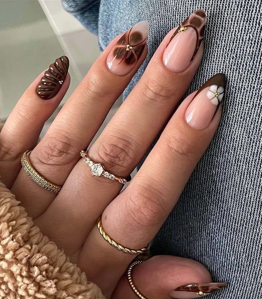 Chocolate Brown Florals