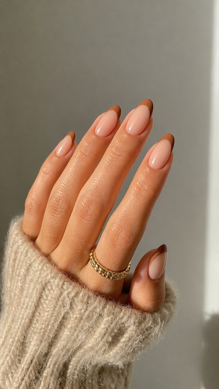Cinnamon Brown French Tips