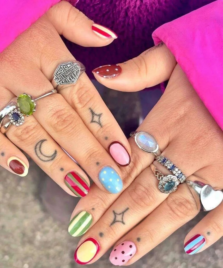 Colorful Mix-and-Match Nails