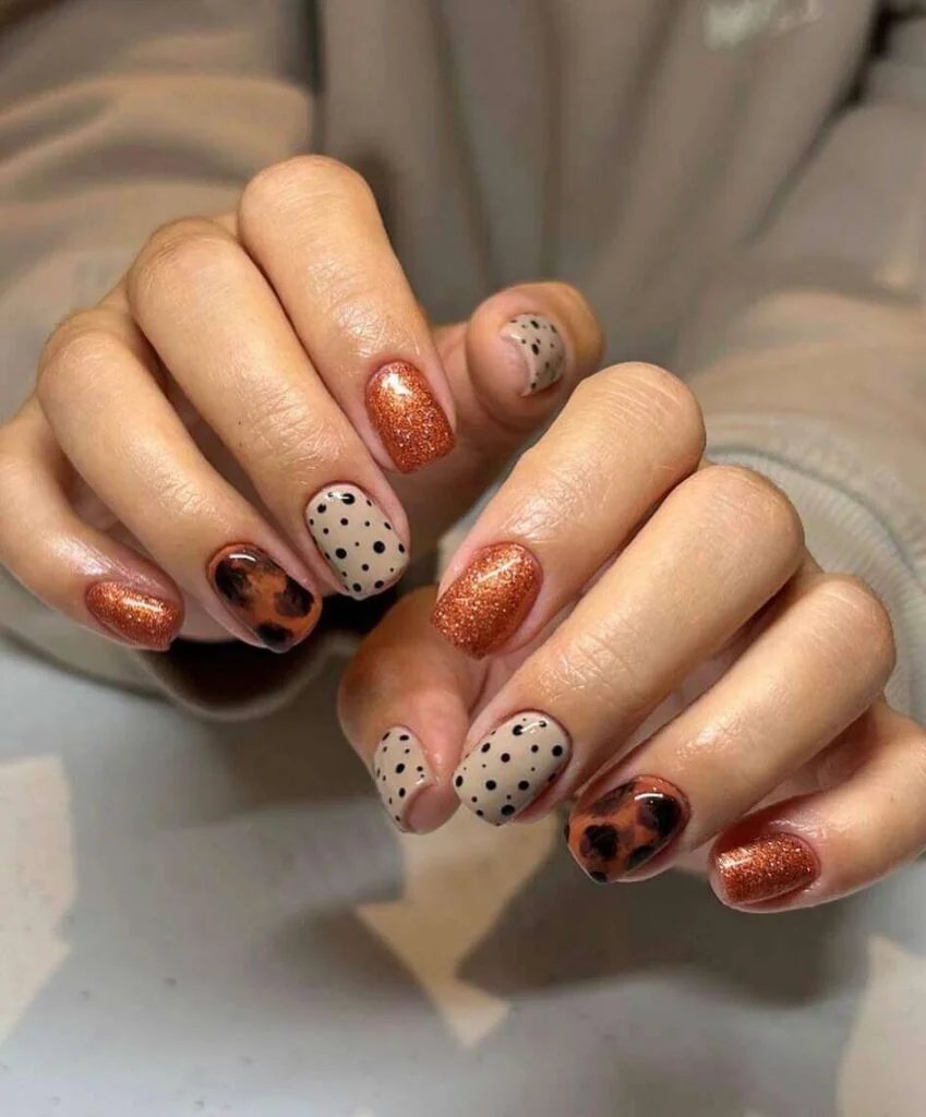 Copper Glitter Nails