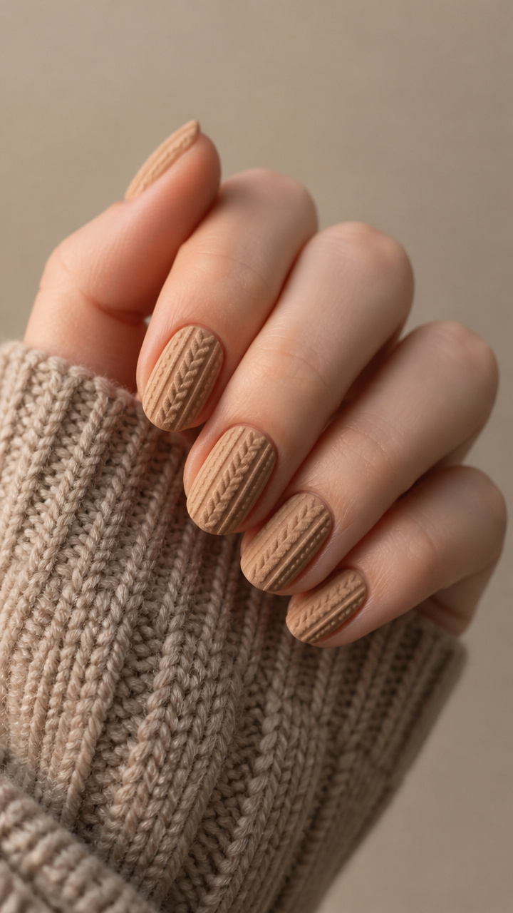 Cozy Sweater Texture Nails