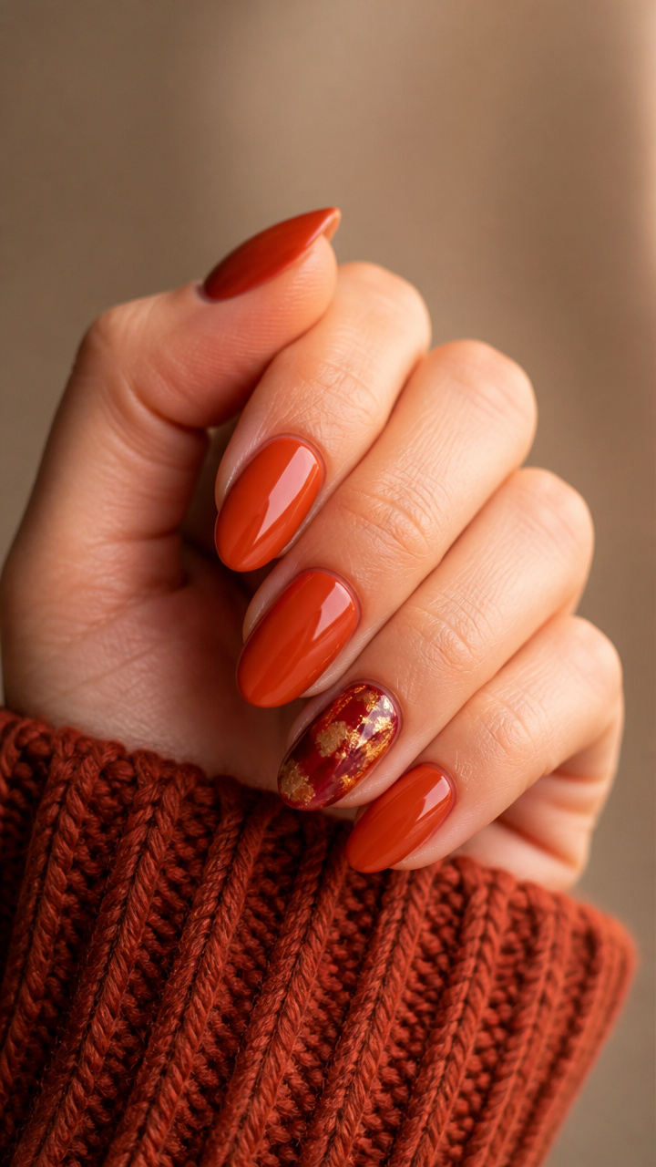 Cranberry Accent with Copper Foil