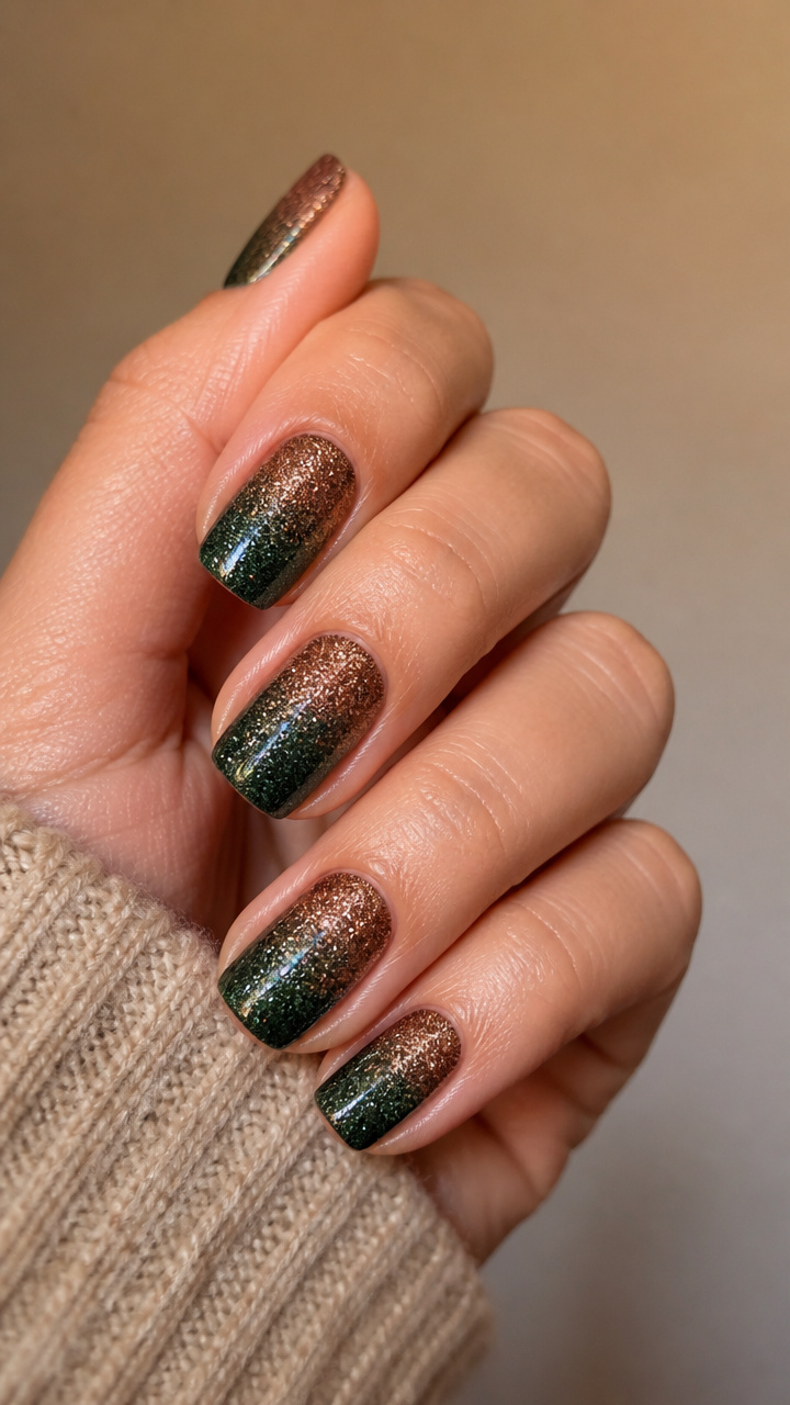 Deep Pine Glitter Gradient