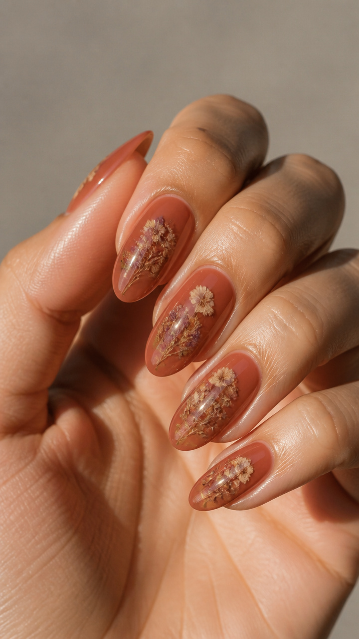 Dried Flower Encased Nails