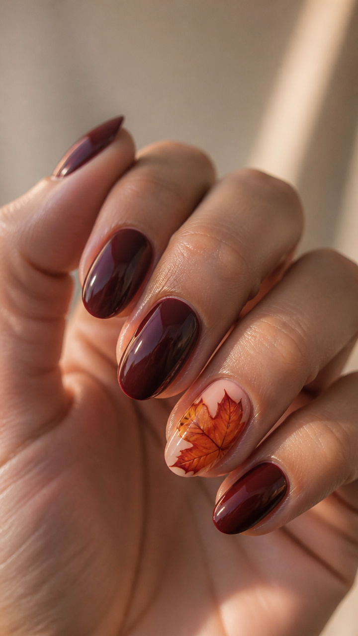 Fall Leaves Accent Nail