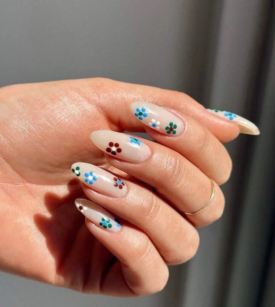 Floral dot nails