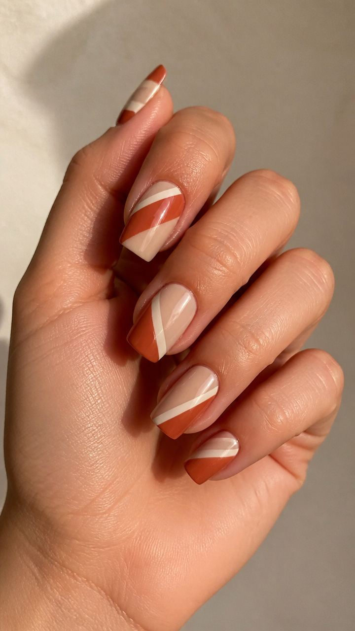 Geometric Terracotta Stripes
