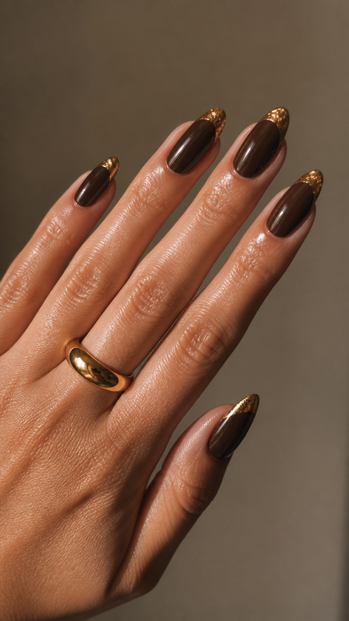 Gilded Mocha French Tips