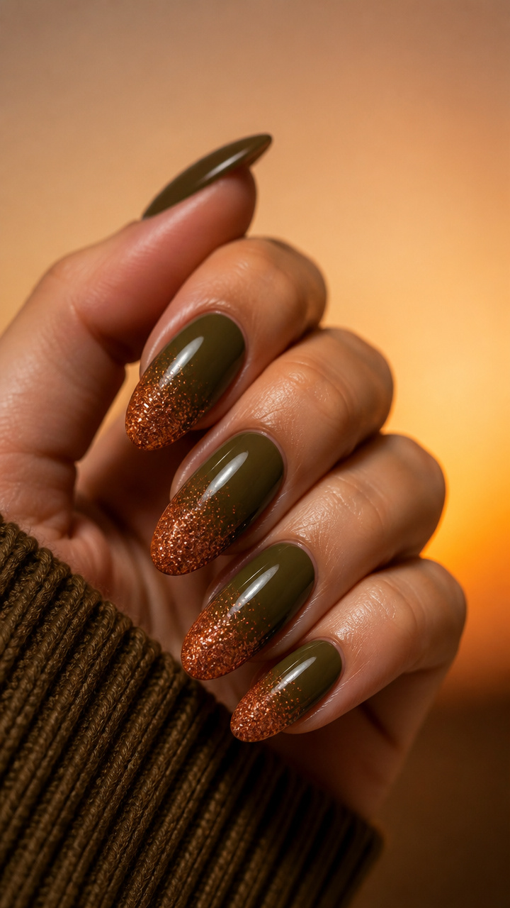 Glitter Gradient Over Olive Base