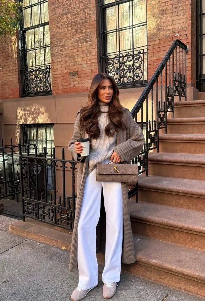 Long Cardigan, Wide-Leg Pants