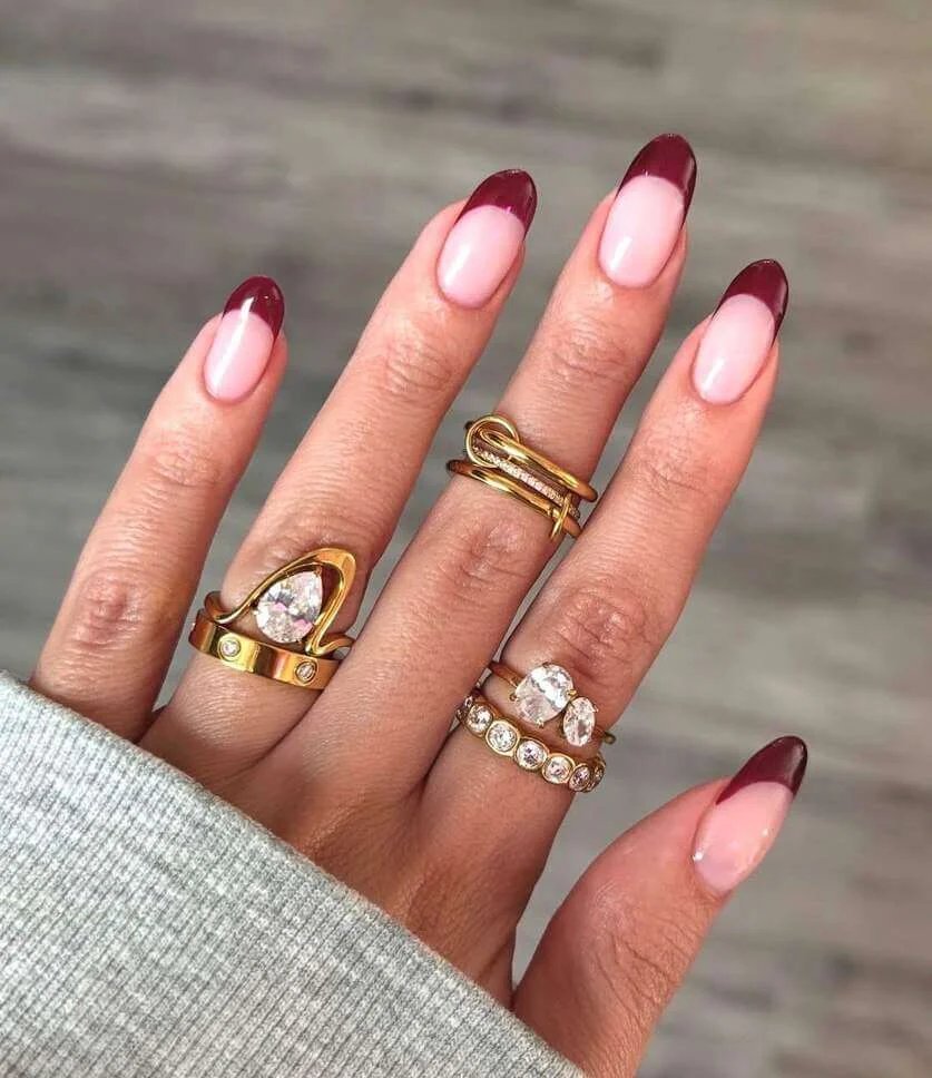 Maroon French Tips