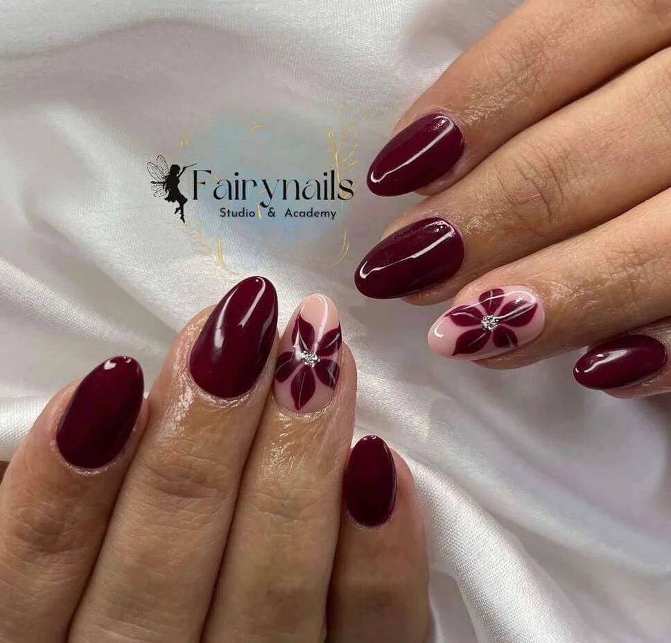 Maroon with Floral Accents