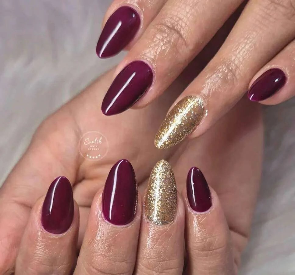 Maroon with Gold Glitter