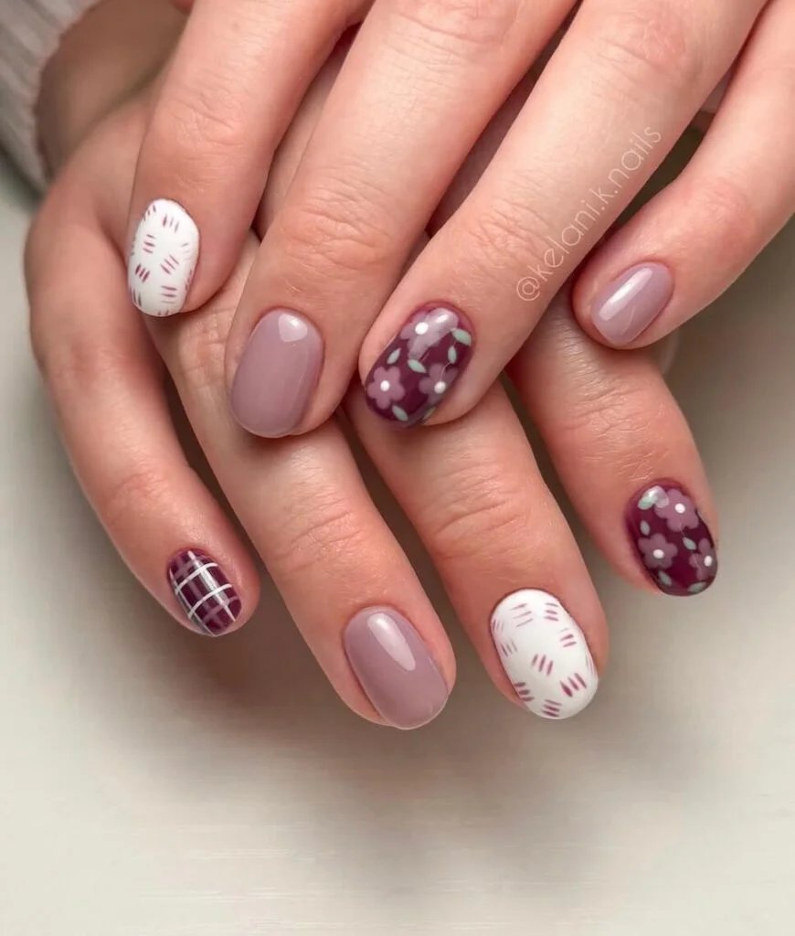 Mauve florals and plaid