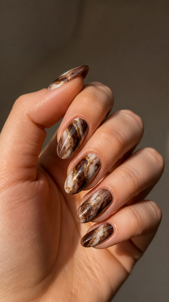 Mocha Marble with Gold Veins