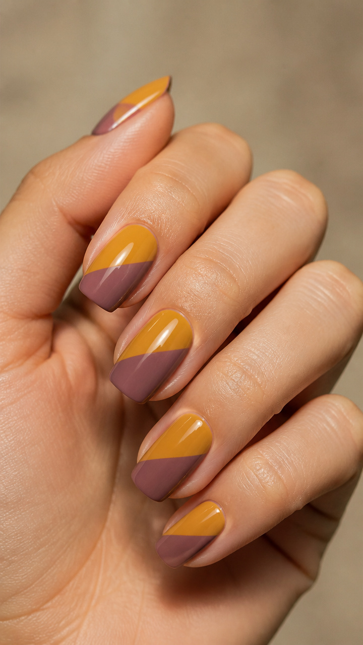 Mustard Mauve Color Block