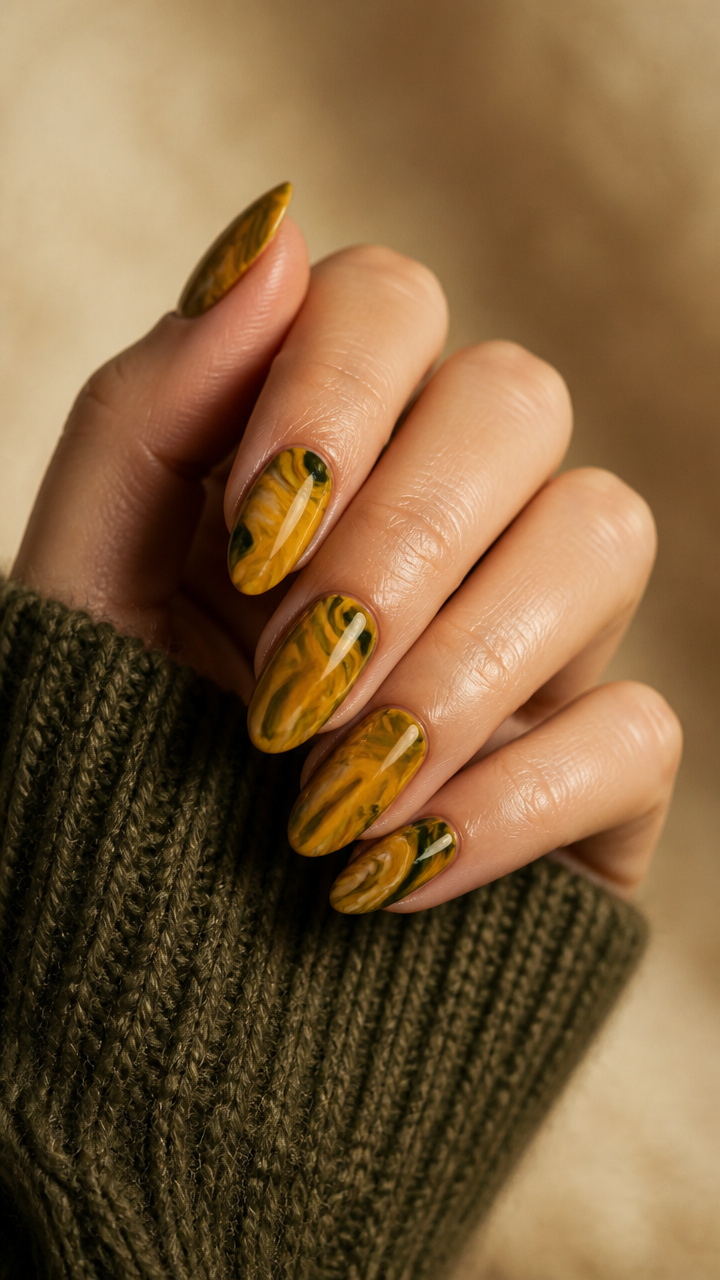 Mustard & Moss Marble Swirls