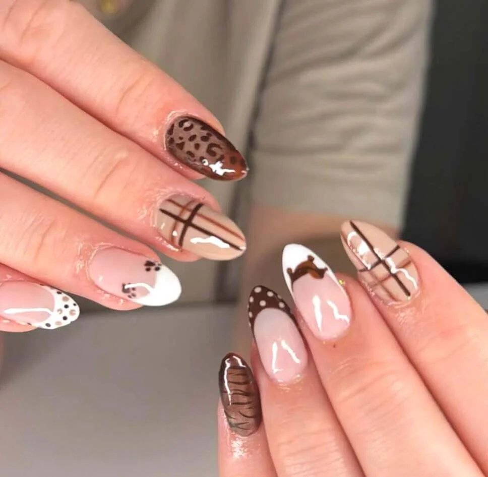 Neutral Mix Pattern Nails