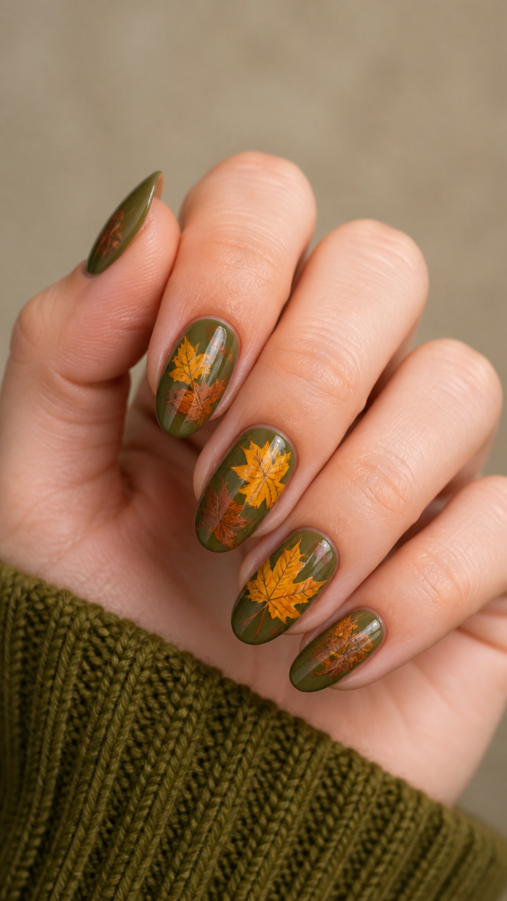 Olive and Mustard Leaf Art