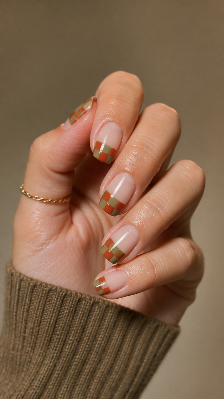 Olive and Terracotta Checkered Tips