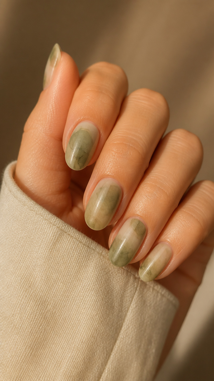 Olive Green Abstract Watercolor Wash