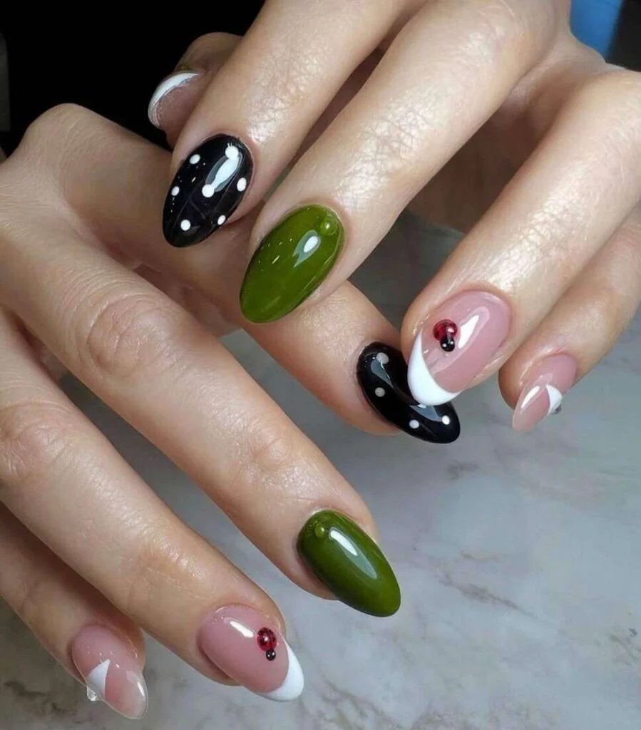 Olive Green with Polka Dots
